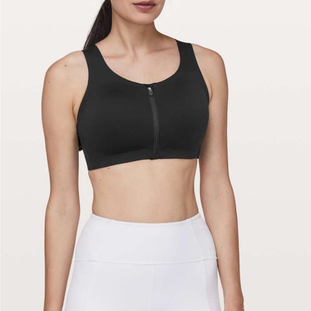 Lululemon Black Enlite Front Zip Sports Bra Women’s 38D
